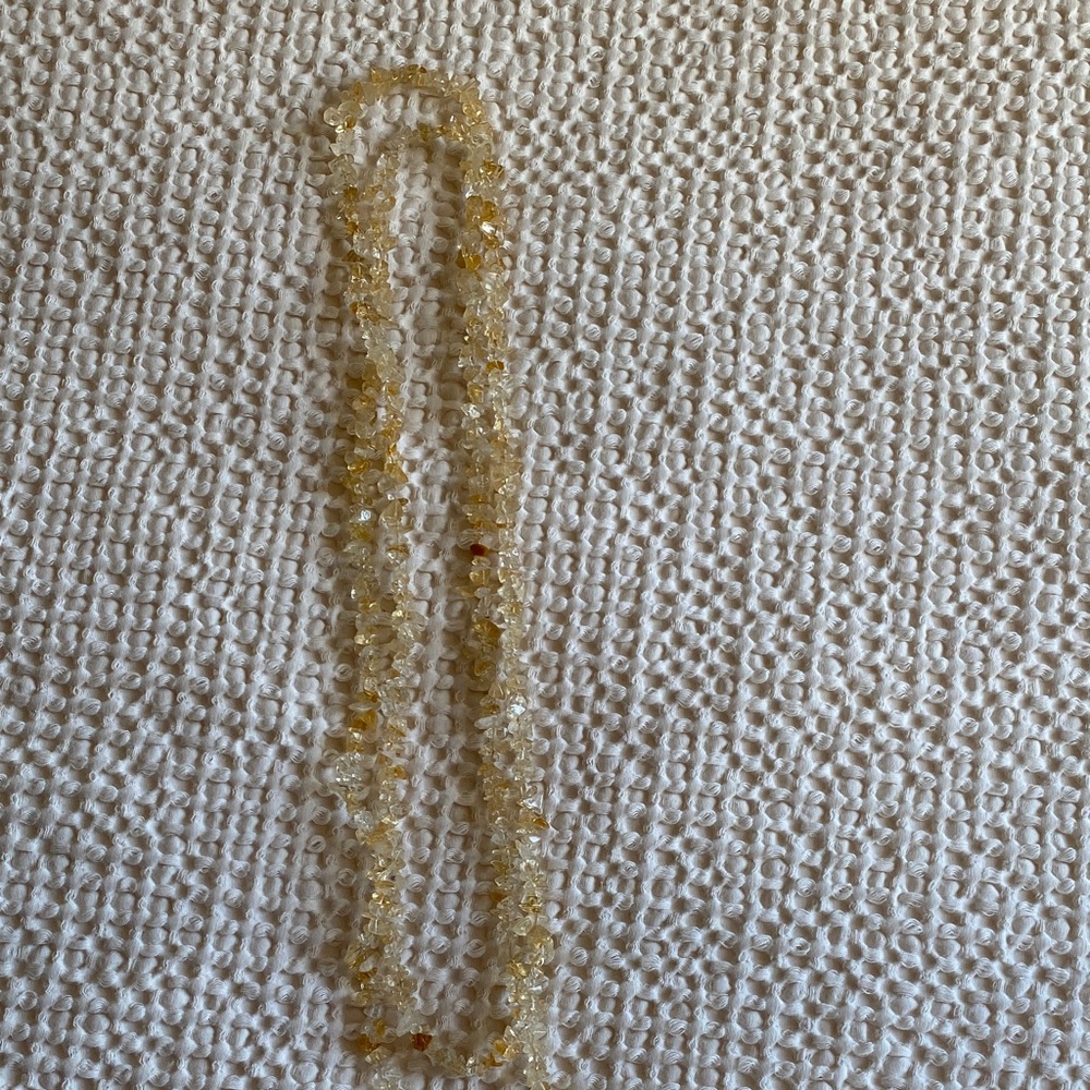Elegant raw cut Citrine Necklace extra long